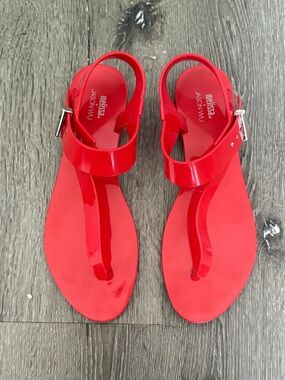 Melissa Shoes - Jason Wu Glossy Red T-Strap Sandals